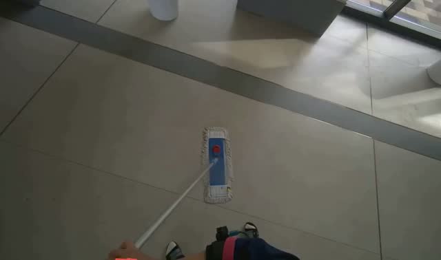 Mopping building floor: egocentric robotics sample