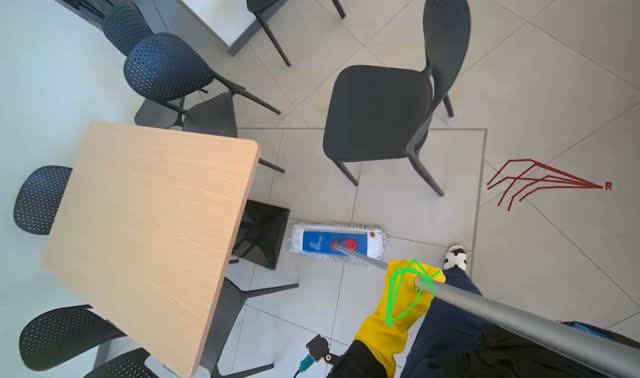 Mopping cafe floor: egocentric robotics sample