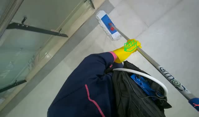 Mopping floor with flat mop: egocentric robotics sample
