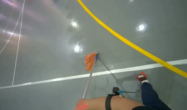 Mopping gymnasium floor: egocentric robotics sample