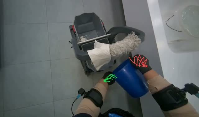 Filling cleaning buckets with water: egocentric robotics sample
