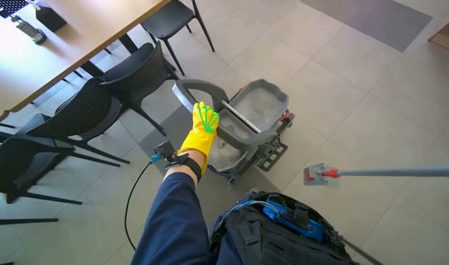 Wringing out mop head: egocentric robotics sample