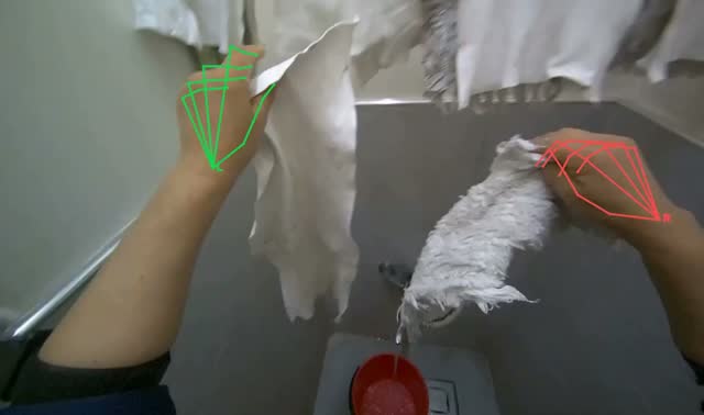 Collecting cleaning cloths and mop: egocentric robotics sample