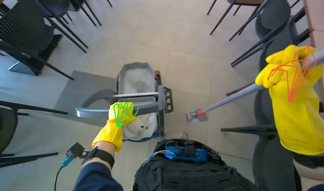 Wringing out mop head: egocentric robotics sample