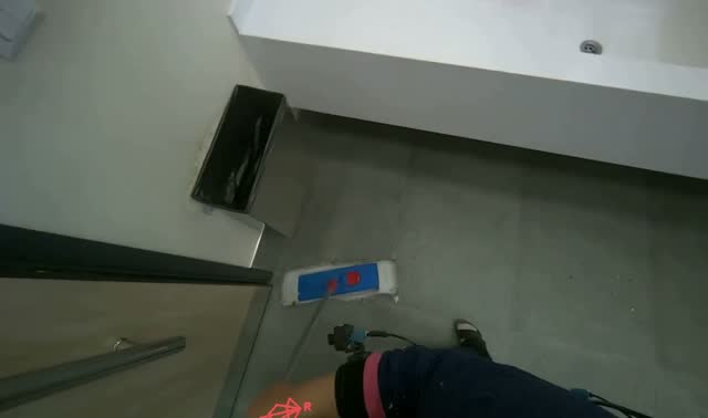 Mopping restroom floor: egocentric robotics sample