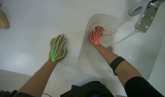 Cleaning bathroom surfaces: egocentric robotics sample