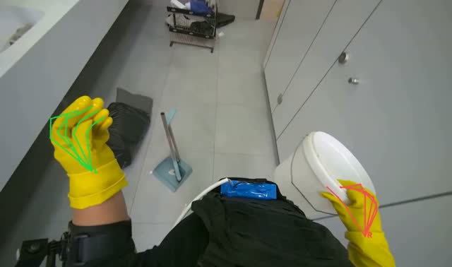 Cleaning and preparing mop head: egocentric robotics sample