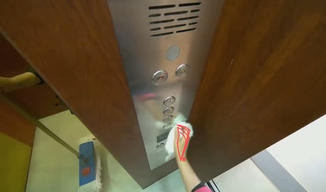 Cleaning elevator interior: egocentric robotics sample