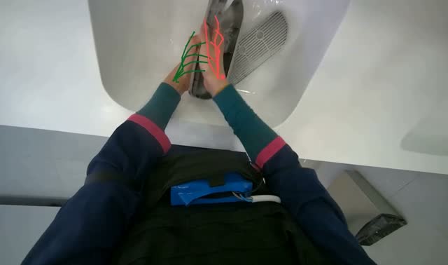 Cleaning dispenser parts in sink: egocentric robotics sample