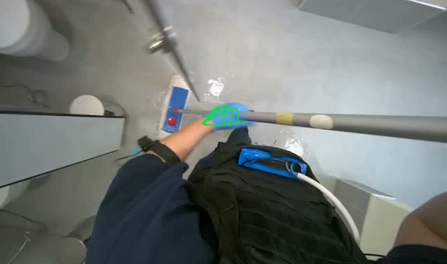 Mopping bathroom floor: egocentric robotics sample