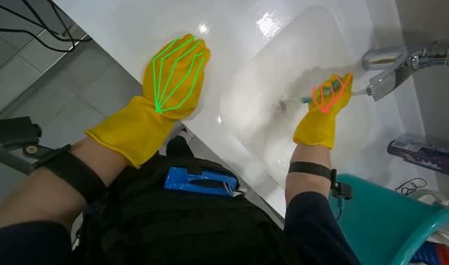Cleaning bathroom sink: egocentric robotics sample