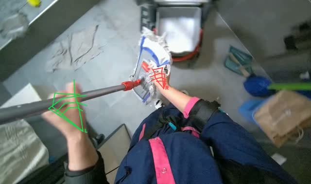 Cleaning various cleaning tools: egocentric robotics sample