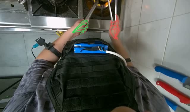 Cooking ingredients on stove: egocentric robotics sample
