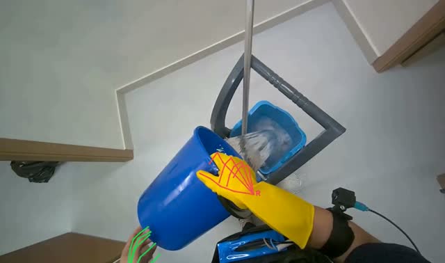 Preparing mop for cleaning: egocentric robotics sample