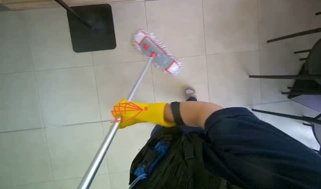 Mopping cafeteria floor: egocentric robotics sample
