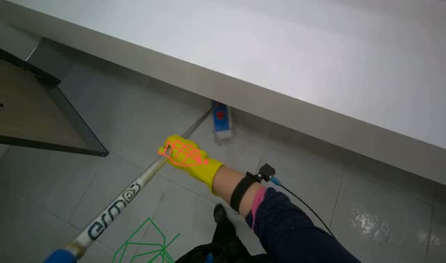 Mopping bathroom floor: egocentric robotics sample