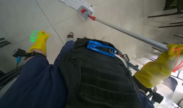 Mopping cafeteria floor: egocentric robotics sample