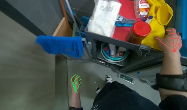 Organizing and preparing cleaning supplies: egocentric robotics sample