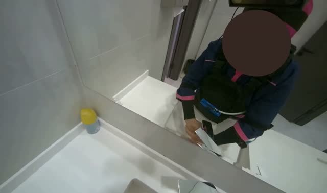 Cleaning bathroom sink and faucet: egocentric robotics sample