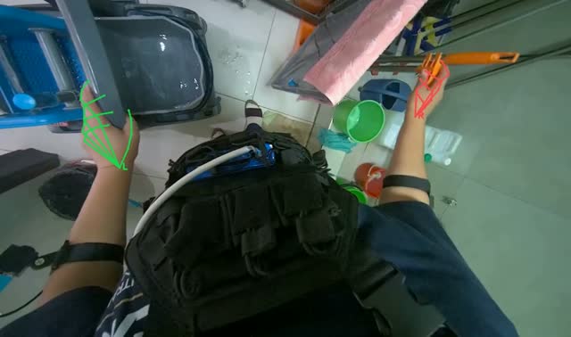 Filling mop bucket and organizing tools: egocentric robotics sample