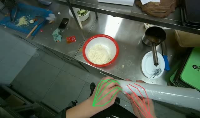 Covering bowl with plastic wrap: egocentric robotics sample