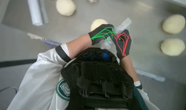 Wrapping dough in plastic: egocentric robotics sample