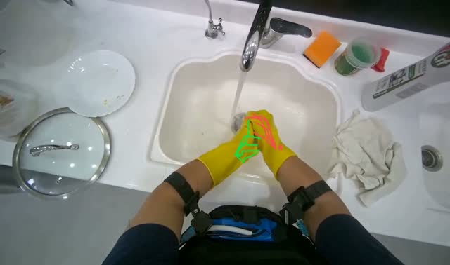 Rinsing cleaning cloths: egocentric robotics sample