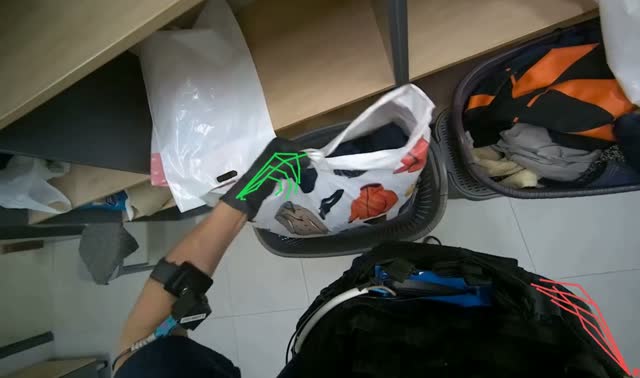 Packing laundry into bags: egocentric robotics sample