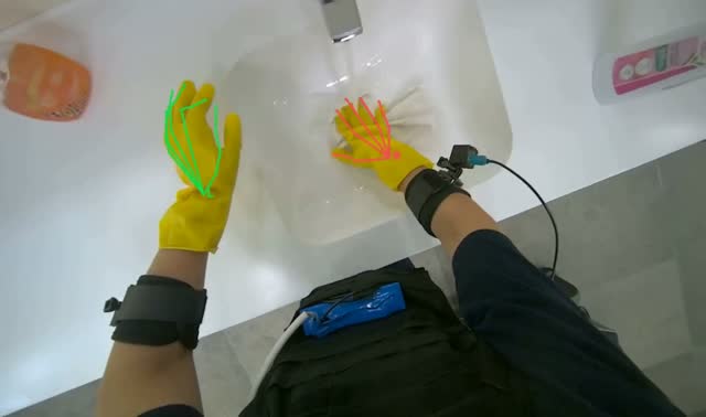 Cleaning sink and mirror: egocentric robotics sample