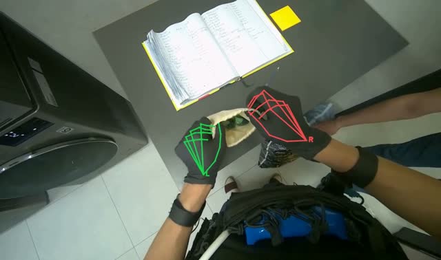 Examining item from bag: egocentric robotics sample