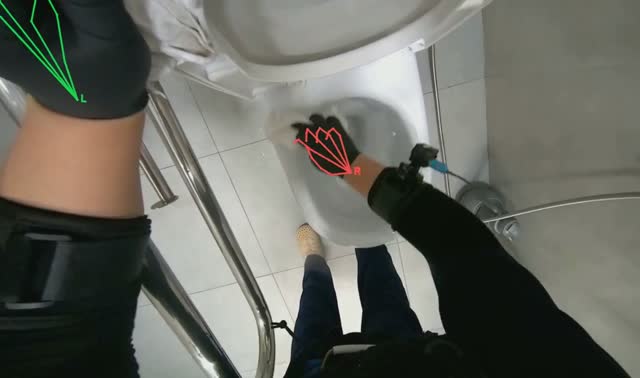 Cleaning restroom toilet: egocentric robotics sample