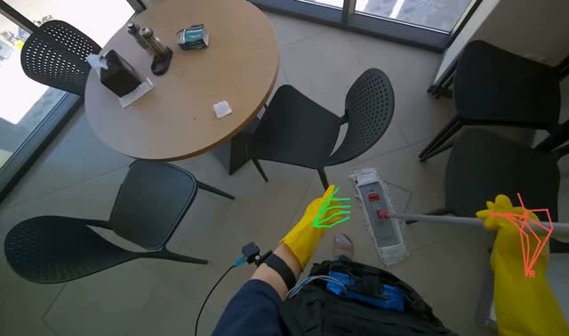 Mopping cafeteria floor: egocentric robotics sample