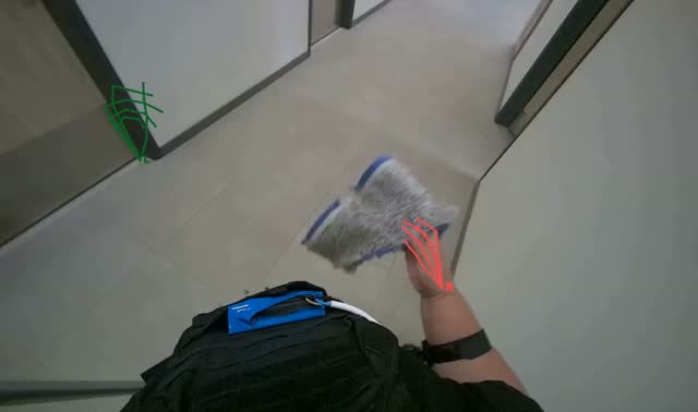 Mopping bathroom floor: egocentric robotics sample