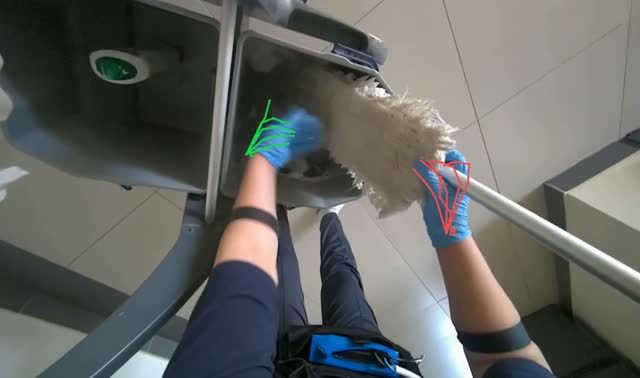 Mopping bathroom floor: egocentric robotics sample