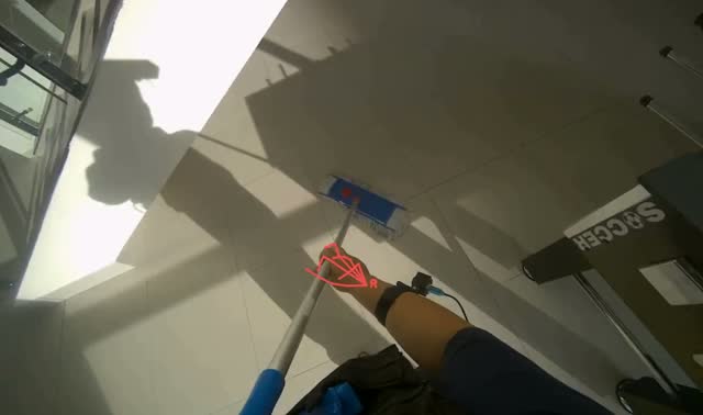 Mopping office floor: egocentric robotics sample