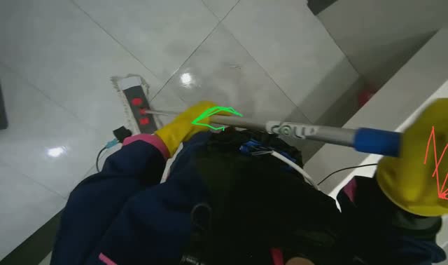 Mopping bathroom floor: egocentric robotics sample