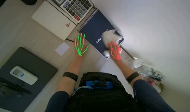 Wiping desk surface and items: egocentric robotics sample