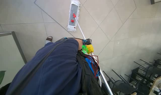 Mopping cafeteria floor: egocentric robotics sample