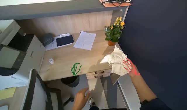 Wiping office desk and equipment: egocentric robotics sample