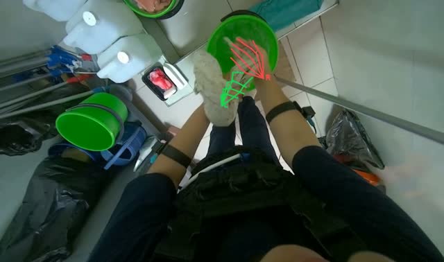 Preparing mop for cleaning: egocentric robotics sample