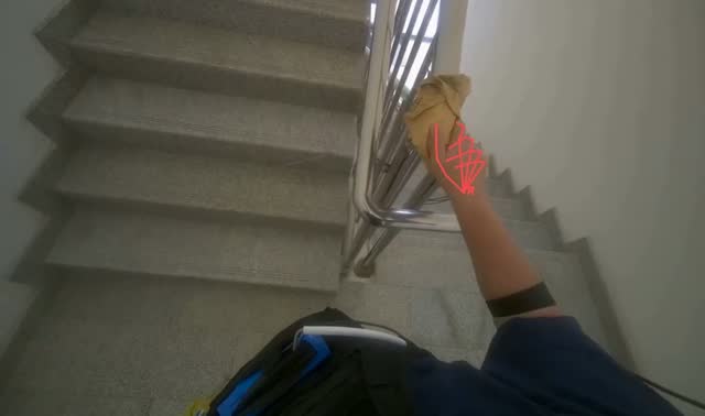 Wiping stair handrail: egocentric robotics sample