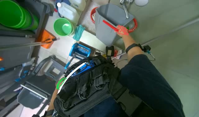 Cleaning and organizing cleaning supplies: egocentric robotics sample