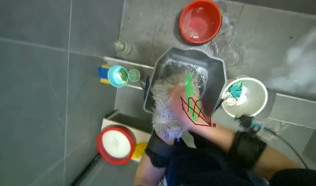 Washing mop head in bucket: egocentric robotics sample