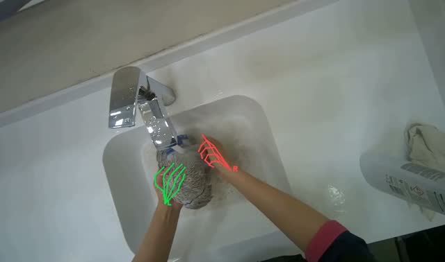 Washing and wringing cleaning cloth: egocentric robotics sample