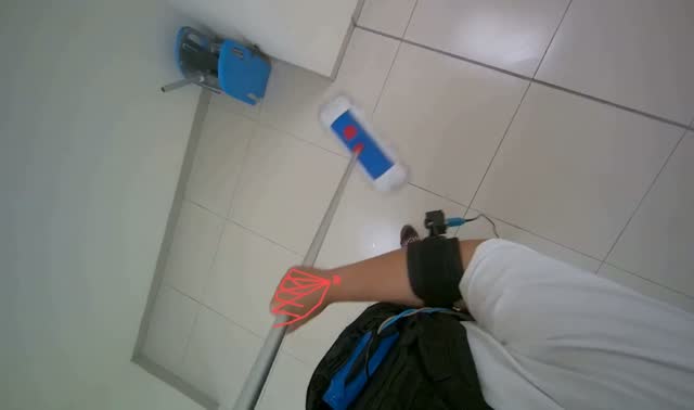 Mopping floor with flat mop: egocentric robotics sample