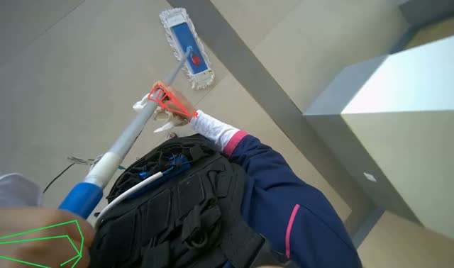Mopping elevator floor: egocentric robotics sample