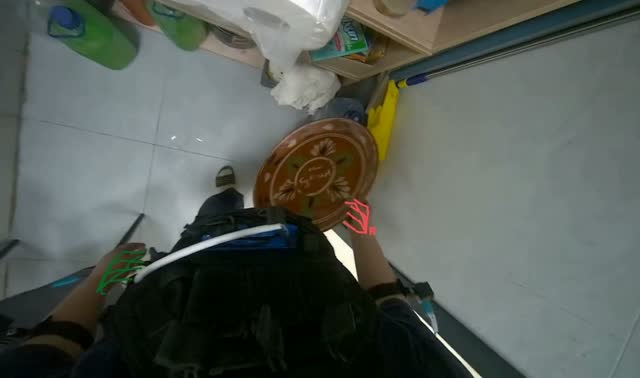 Organizing cleaning supplies and cloths: egocentric robotics sample