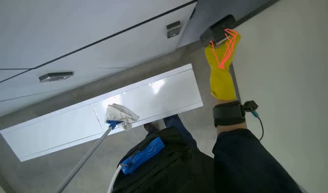 Mopping locker room surfaces: egocentric robotics sample