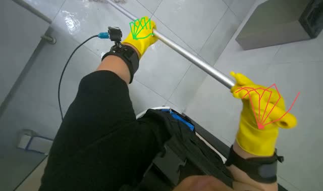 Mopping restroom floor: egocentric robotics sample