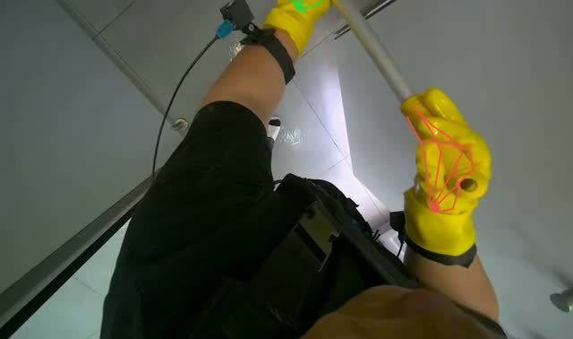 Mopping restroom floor: egocentric robotics sample